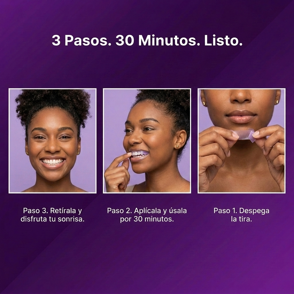 Tiras Moradas V34 para Dientes Más Blancos